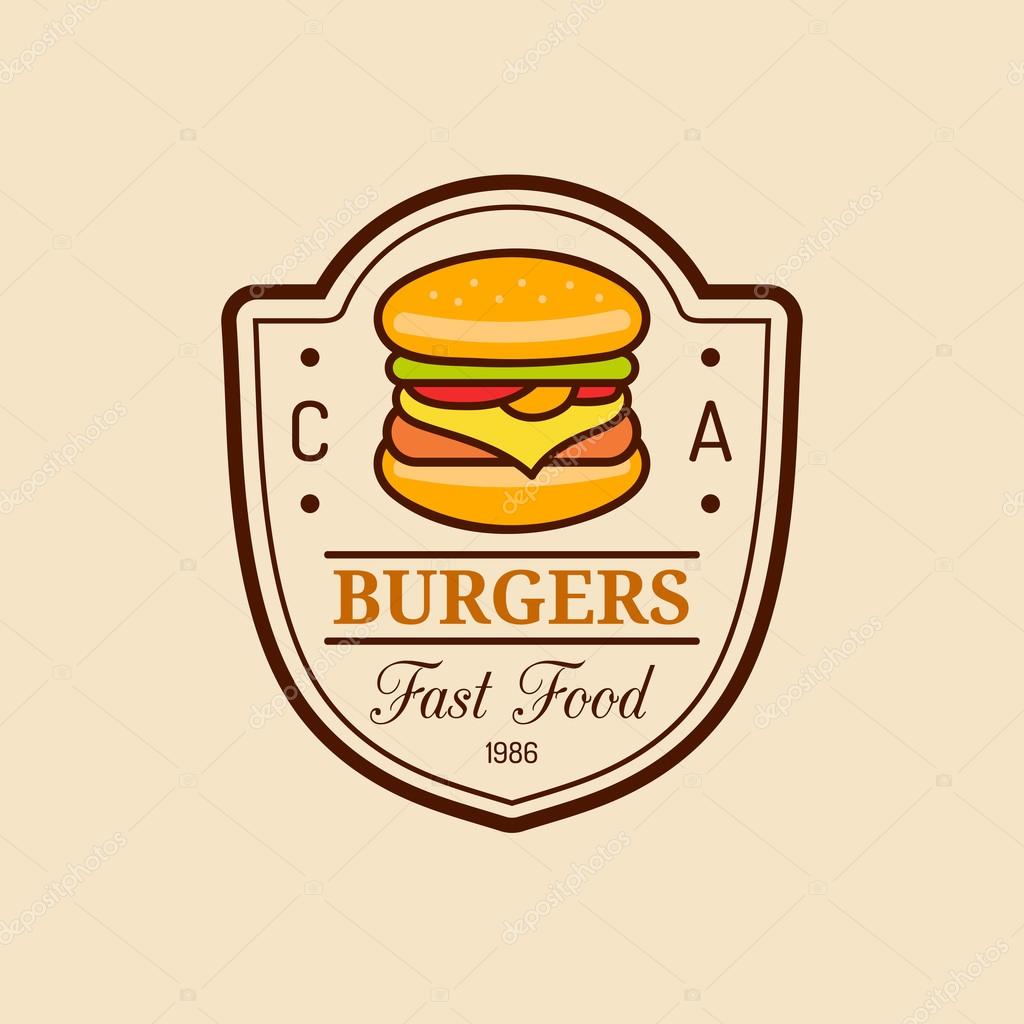 Vector vintage fast food logo. Retro food logotype. Fast food logo.