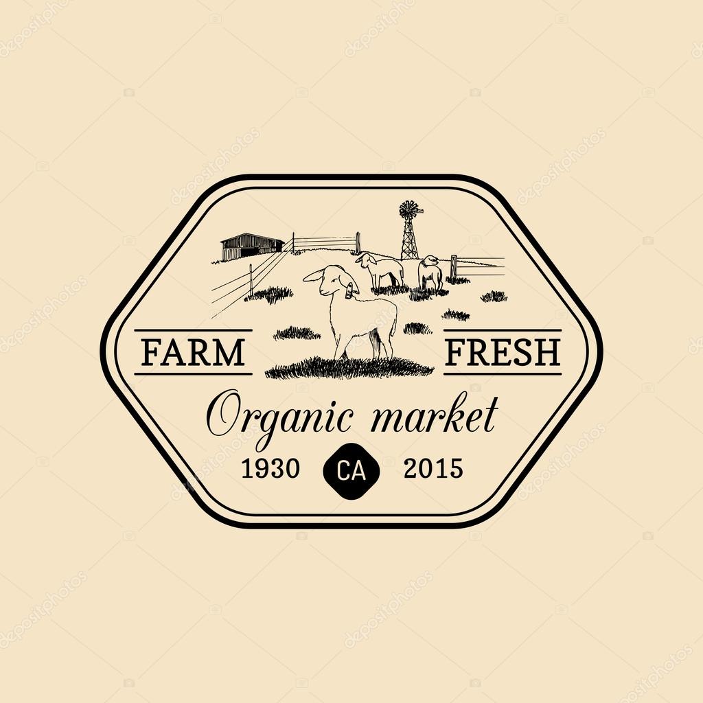 Vector retro farm fresh logotype. Vintage farm logo. Organic farm logo. Farm sign.