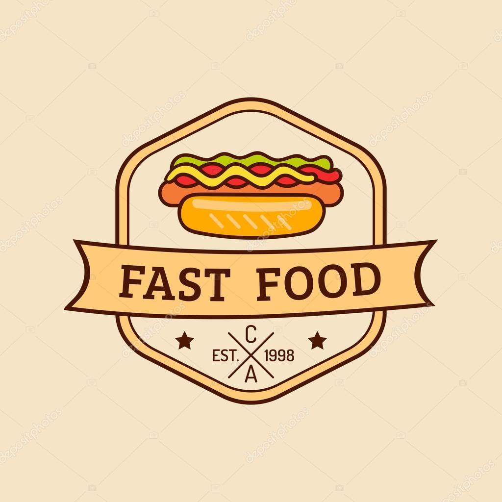 Vector vintage fast food logo. Retro food logotype. Fast food logo.