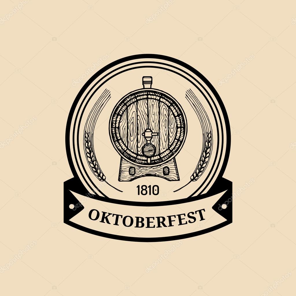 Oktoberfest logo. Beer logo. Brewery logo. Vector vintage Oktoberfest logo. Retro logotype Oktoberfest. Brewery sign.