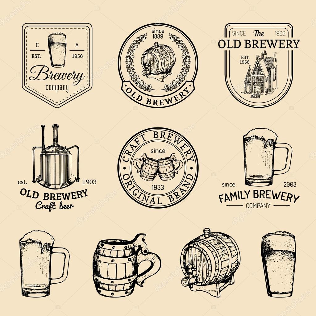 Retro Logotypes Collection With Beer Elements Vector Image By C Vladayoung Vector Stock