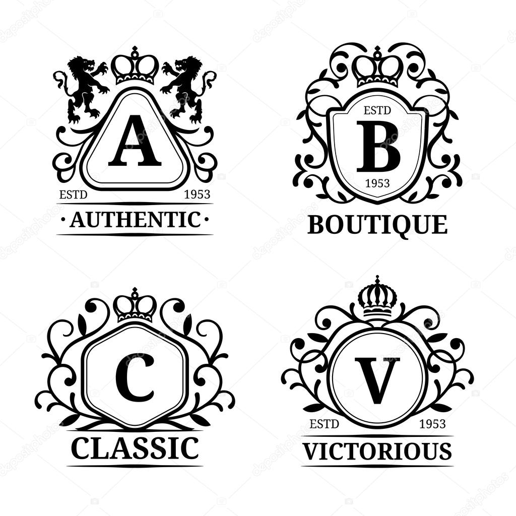 Monogram logo templates. Luxury monogram set on white