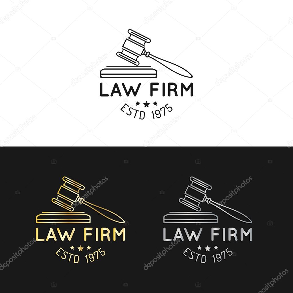 Law office logos. Vector vintage lawyer logos. Law firm labels. Lawyer logo templates. Law logos. Attorney signs. Legal concept.