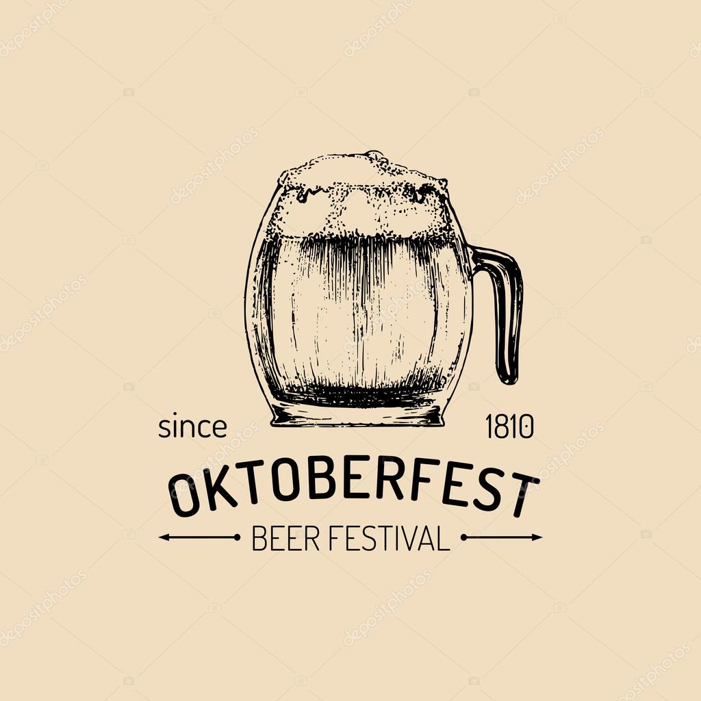 Oktoberfest logo. Beer logo. Brewery logo. Vector vintage Oktoberfest logo. Retro logotype Oktoberfest. Brewery sign.