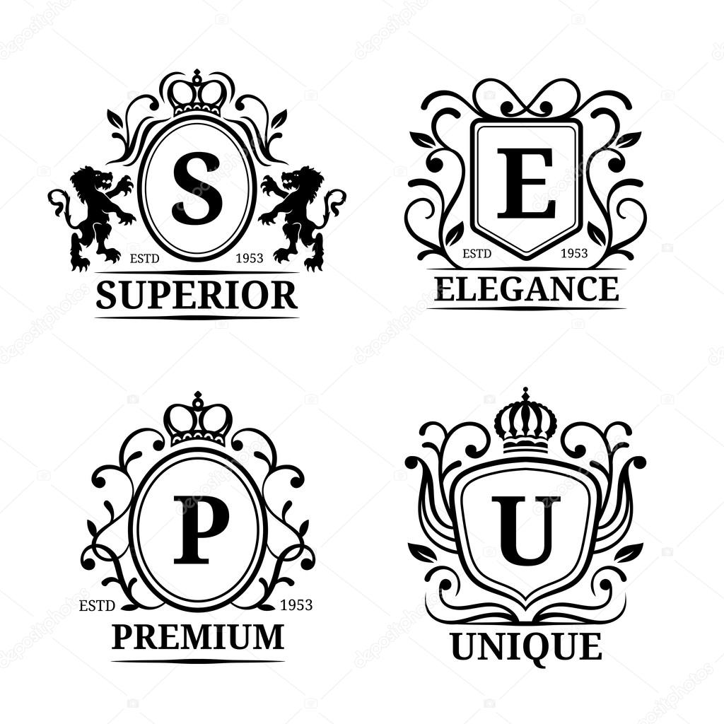 Monogram logo templates. Luxury monogram set on white