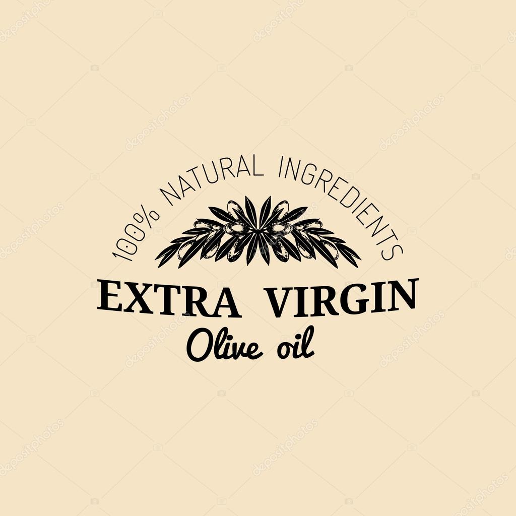 Vector vintage olive oil logo. Retro logotype with olive. Olive oil sign.