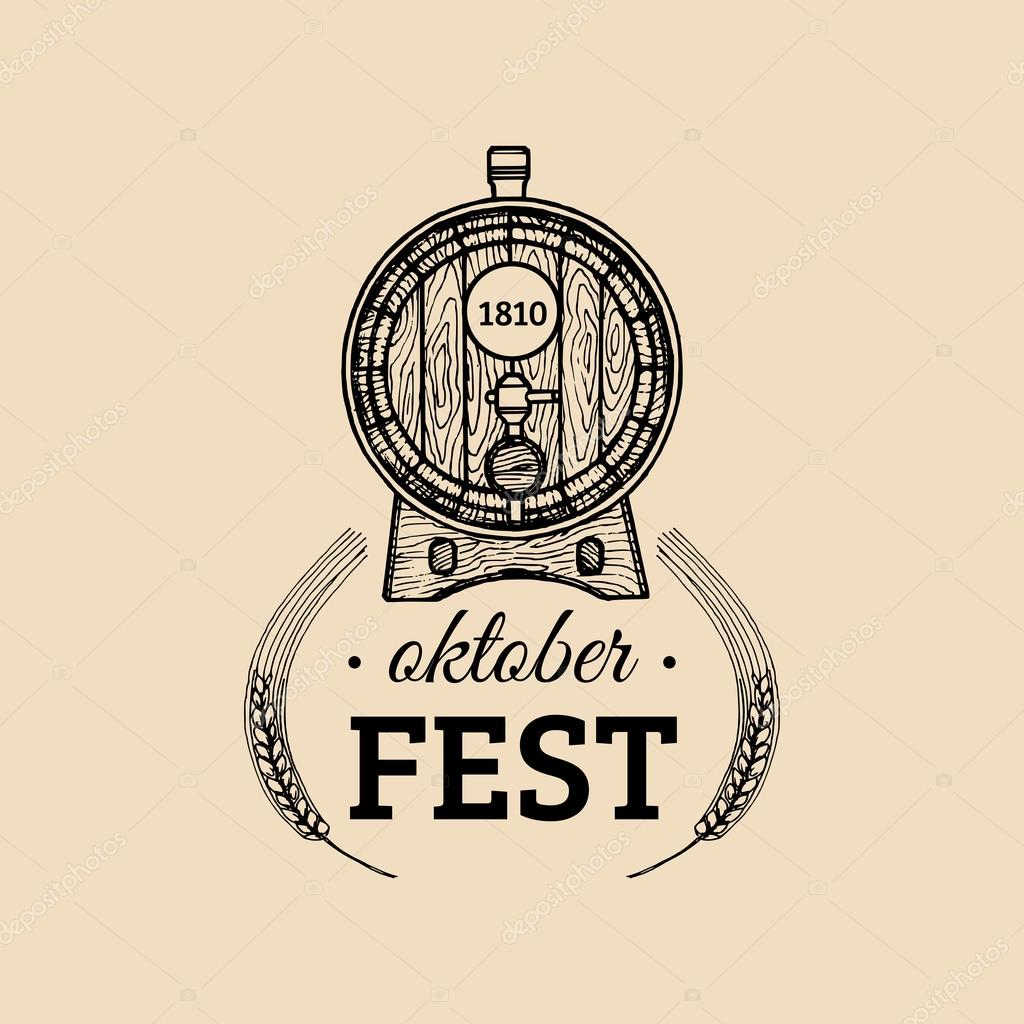 Oktoberfest logo. Beer logo. Brewery logo. Vector vintage Oktoberfest logo. Retro logotype Oktoberfest. Brewery sign.