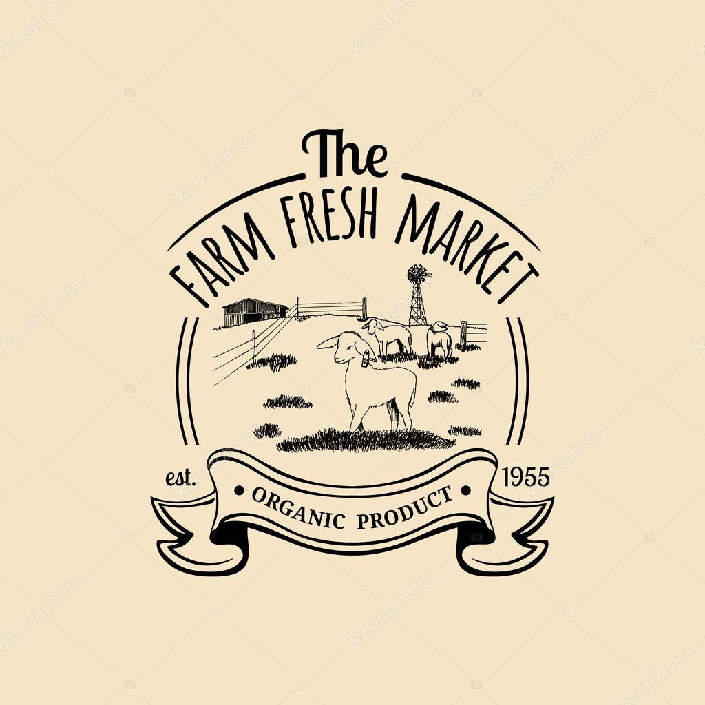 Vector retro farm fresh logotype. Vintage farm logo. Organic farm logo. Farm sign.