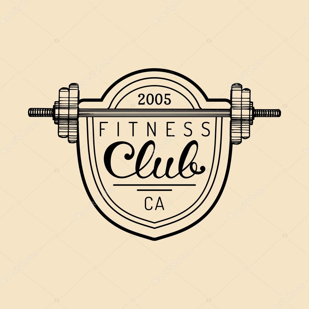 Vector fitness logo. Hand sketched fitness logotype. Fitness gym logo. Fitness center sign.