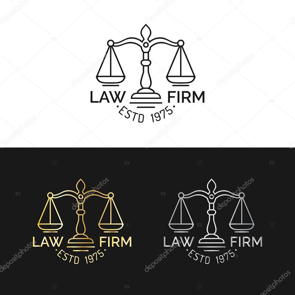 Law office logos. Vector vintage lawyer logos. Law firm labels. Lawyer logo templates. Law logos. Attorney signs. Legal concept.