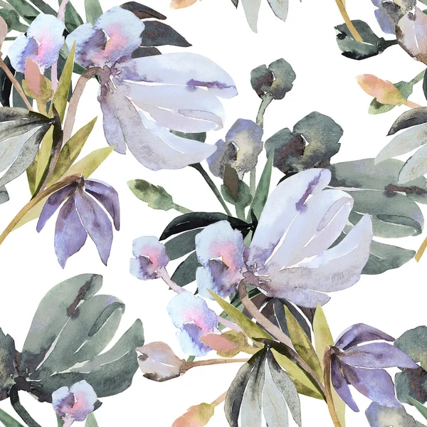 Watercolor pattern seamless from blue snowdrops — Stock Photo, Image