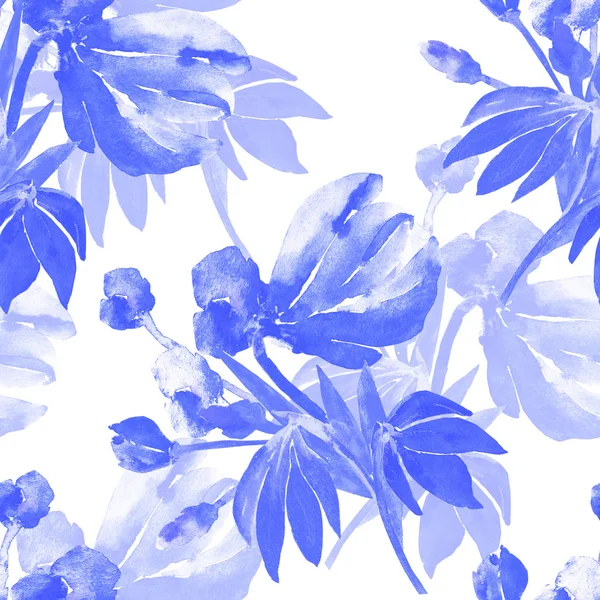 Watercolor pattern seamless from blue snowdrops — Stock Photo, Image