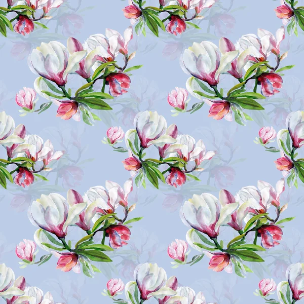 Patrón sin costuras de flores magnolia —  Fotos de Stock