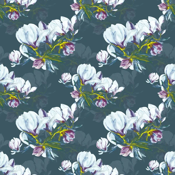 Sömlöst mönster av blommor magnolia — Stockfoto