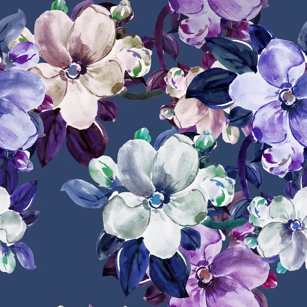 Flores de manzana patrón sin costuras sobre un fondo de color —  Fotos de Stock