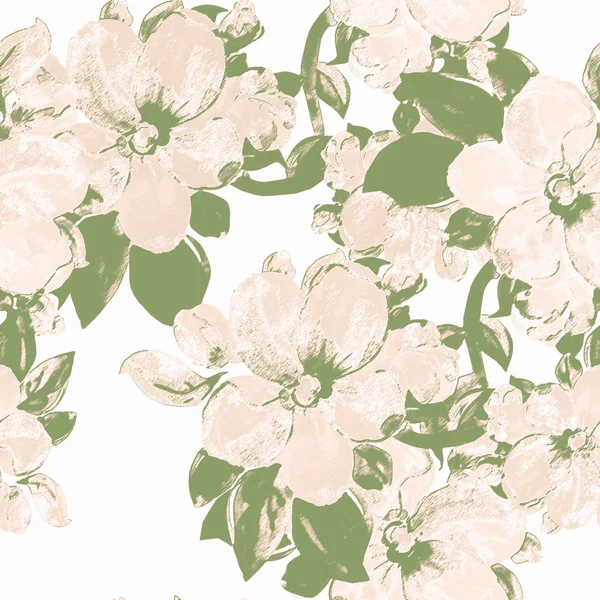 Flowers of apple seamless pattern on a colored background — Stock Photo, Image