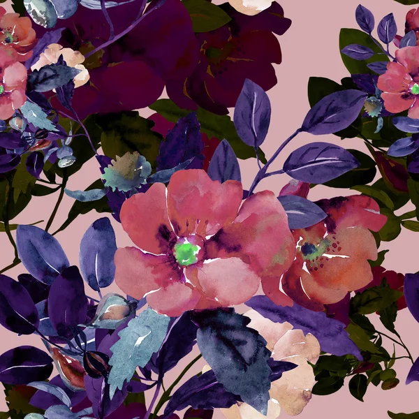 Безшовні ілюстрації гілок з квітами рожевих стегон — стокове фото