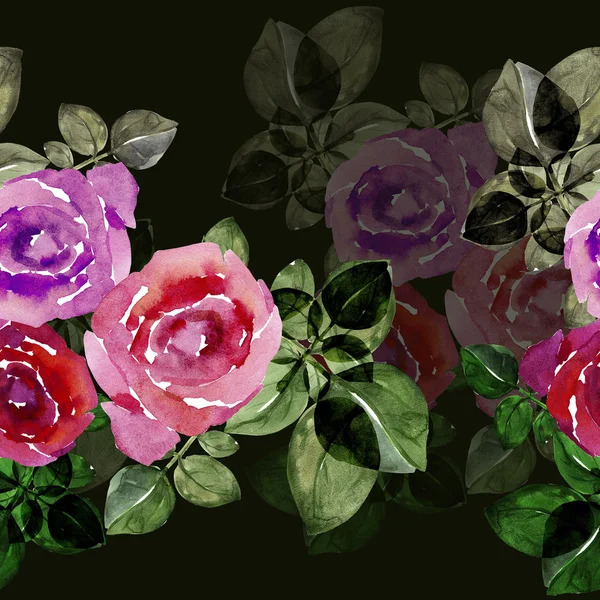 在彩色背景上的无缝模式玫瑰 — 图库照片
