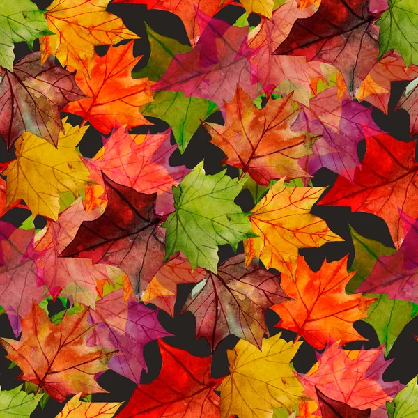 秋天枫叶的无缝图案 纺织品图案 白色和彩色背景的图画 — 图库照片