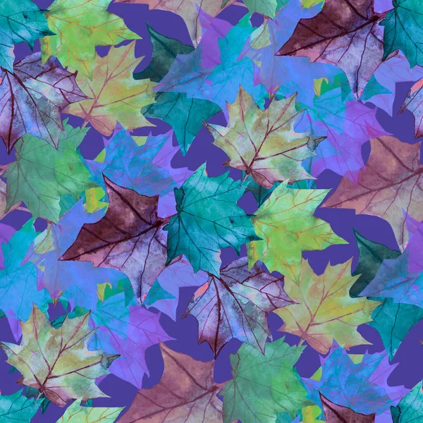 Seamless Pattern Autumn Maple Leaves Textile Design Art Picture White — Stock Photo, Image