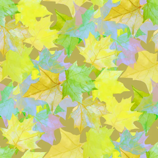Seamless Pattern Autumn Maple Leaves Textile Design Art Picture White — Stock Photo, Image
