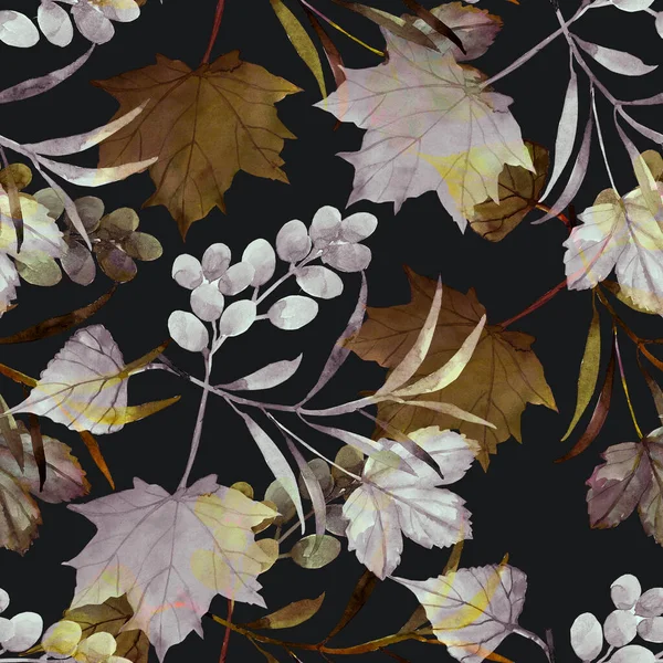 Různorodé Podzimní Listy Art Obrázek Bílém Barevném Pozadí Bezešvé Vzory — Stock fotografie