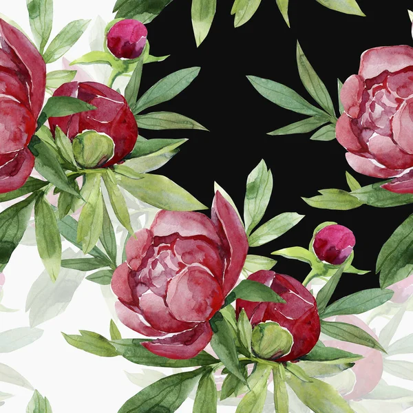 Pivoines Motif Sans Couture Fleurs Aquarelle Illustration — Photo