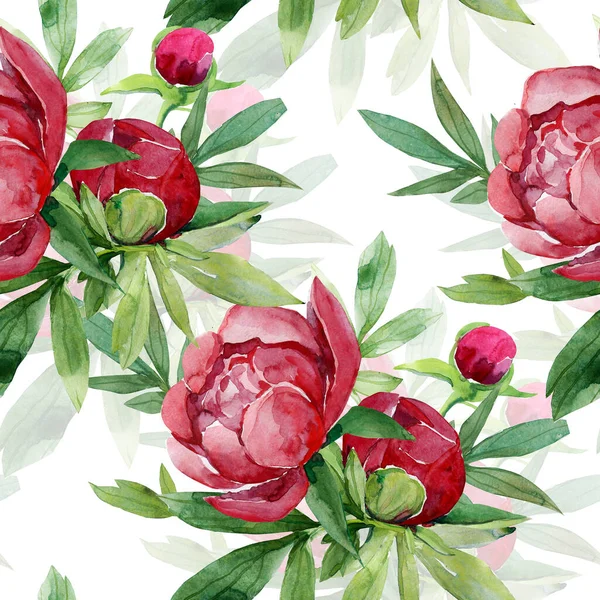 Peonies Seamless Pattern Flowers Watercolor Illustration — Stock Photo, Image