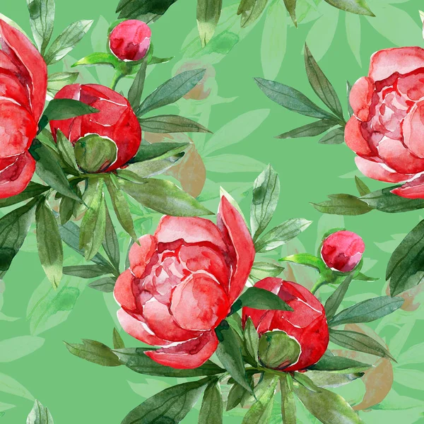 Peonies Seamless Pattern Flowers Watercolor Illustration — Stock Photo, Image