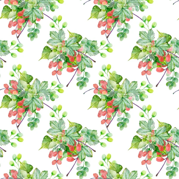 Autumn Foliag Pattern Ssamless Watercolor Image White Colored Background — 图库照片