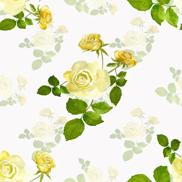 Yellow roses pattern — Stock Photo, Image