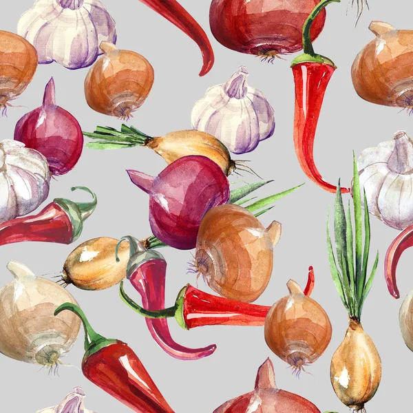 Onion pepper and garlic — Stock Photo, Image