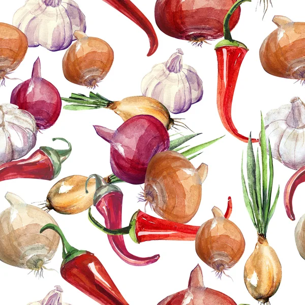 Onion pepper and garlic — Stock Photo, Image