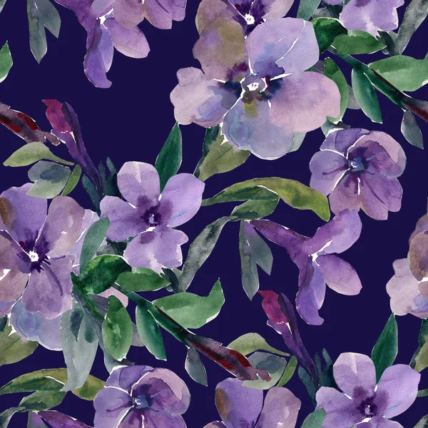 Watercolor illustration of petunia flowers seamless pattern — Stock Photo, Image