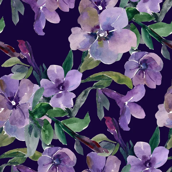ペチュニアの花のシームレスなパターンの水彩イラスト — ストック写真
