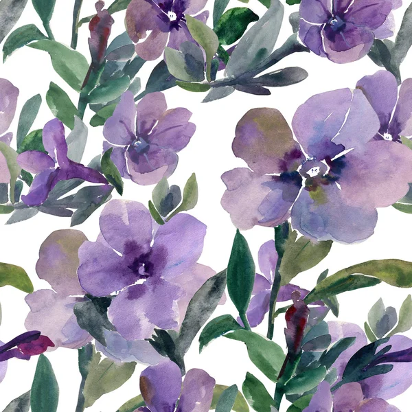 Illustrazione ad acquerello di petunia fiori modello senza soluzione di continuità — Foto Stock