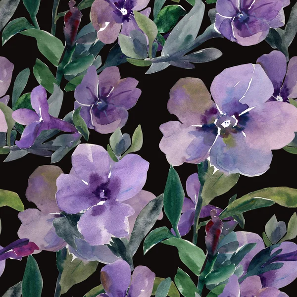 Illustration aquarelle de fleurs de pétunia motif sans couture — Photo