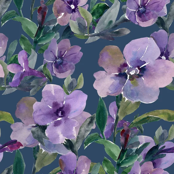 Illustrazione ad acquerello di petunia fiori modello senza soluzione di continuità — Foto Stock