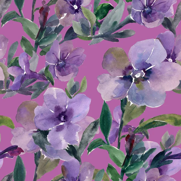 Акварельна ілюстрація квітів петунії безшовний візерунок — стокове фото