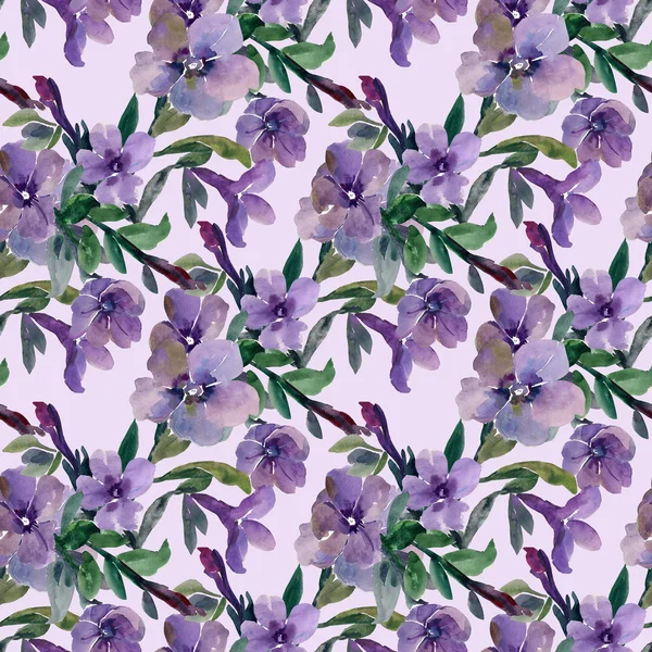 Akvarell illustration av petunia blommor seamless mönster — Stockfoto