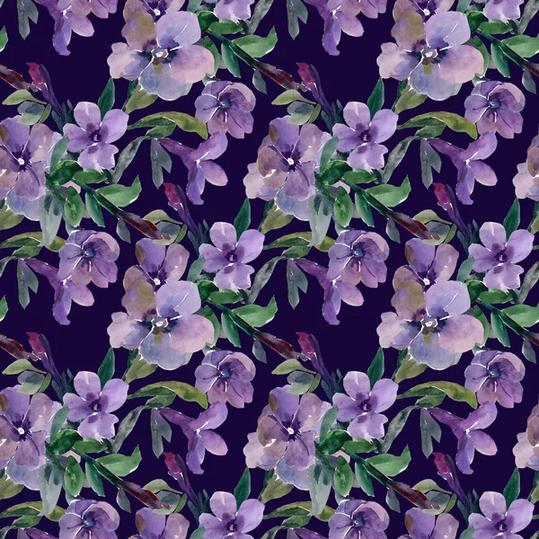Akvarell illustration av petunia blommor seamless mönster — Stockfoto
