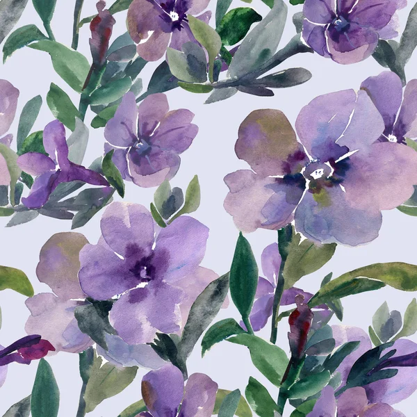 Watercolor illustration of petunia flowers seamless pattern — Stock Photo, Image