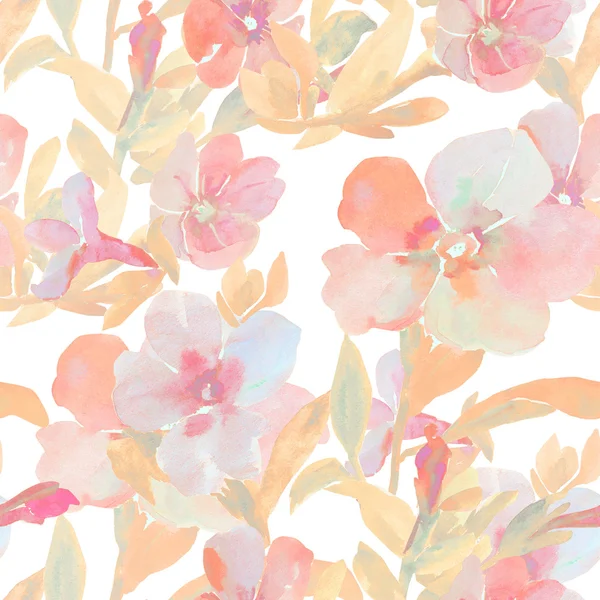 Ilustração aquarela de flores petúnias padrão sem costura — Fotografia de Stock