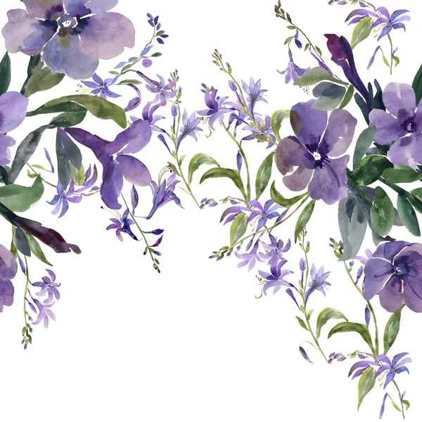 Watercolor illustration of petunia flowers  pattern — Stockfoto