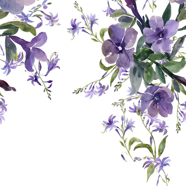Watercolor illustration of petunia flowers  pattern — Φωτογραφία Αρχείου