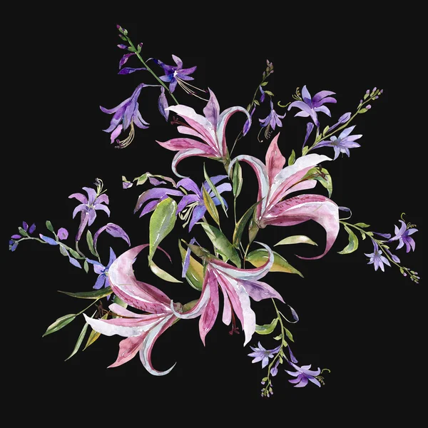Bezešvé vzor květy lilie — Stock fotografie