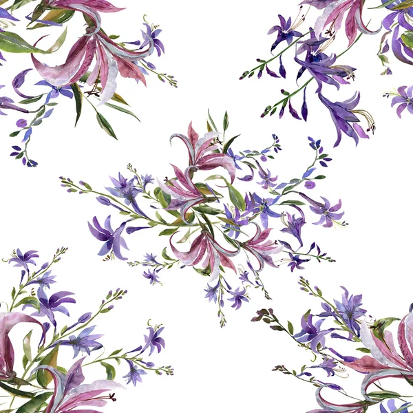 花ユリのシームレス パターン — ストック写真