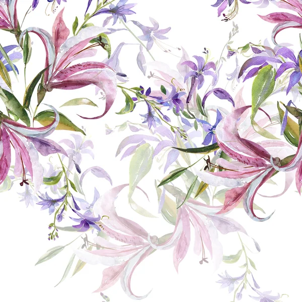 Seamless pattern of flowers  lilies — Stock Photo, Image