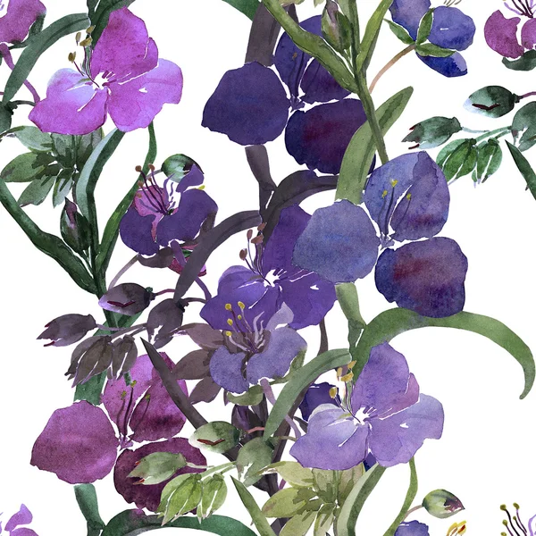 Akvarell illustration av blå blommor seamless mönster — Stockfoto