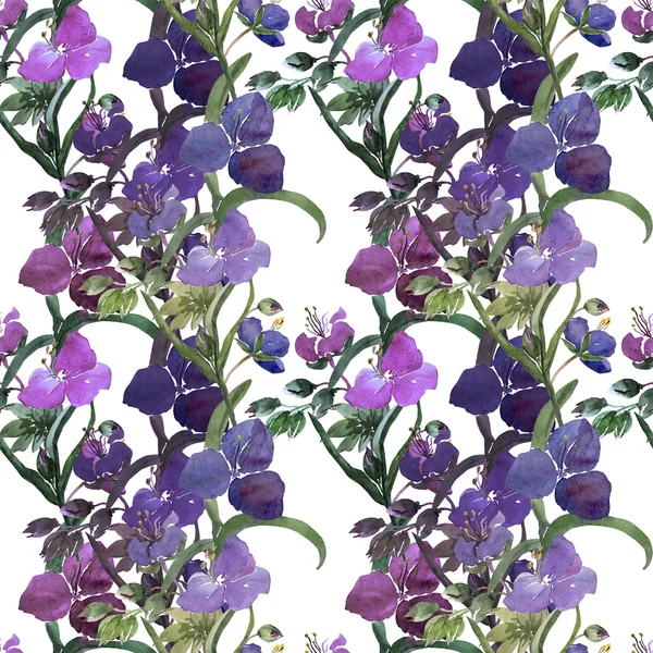 Акварельна ілюстрація синіх квітів безшовний візерунок — стокове фото